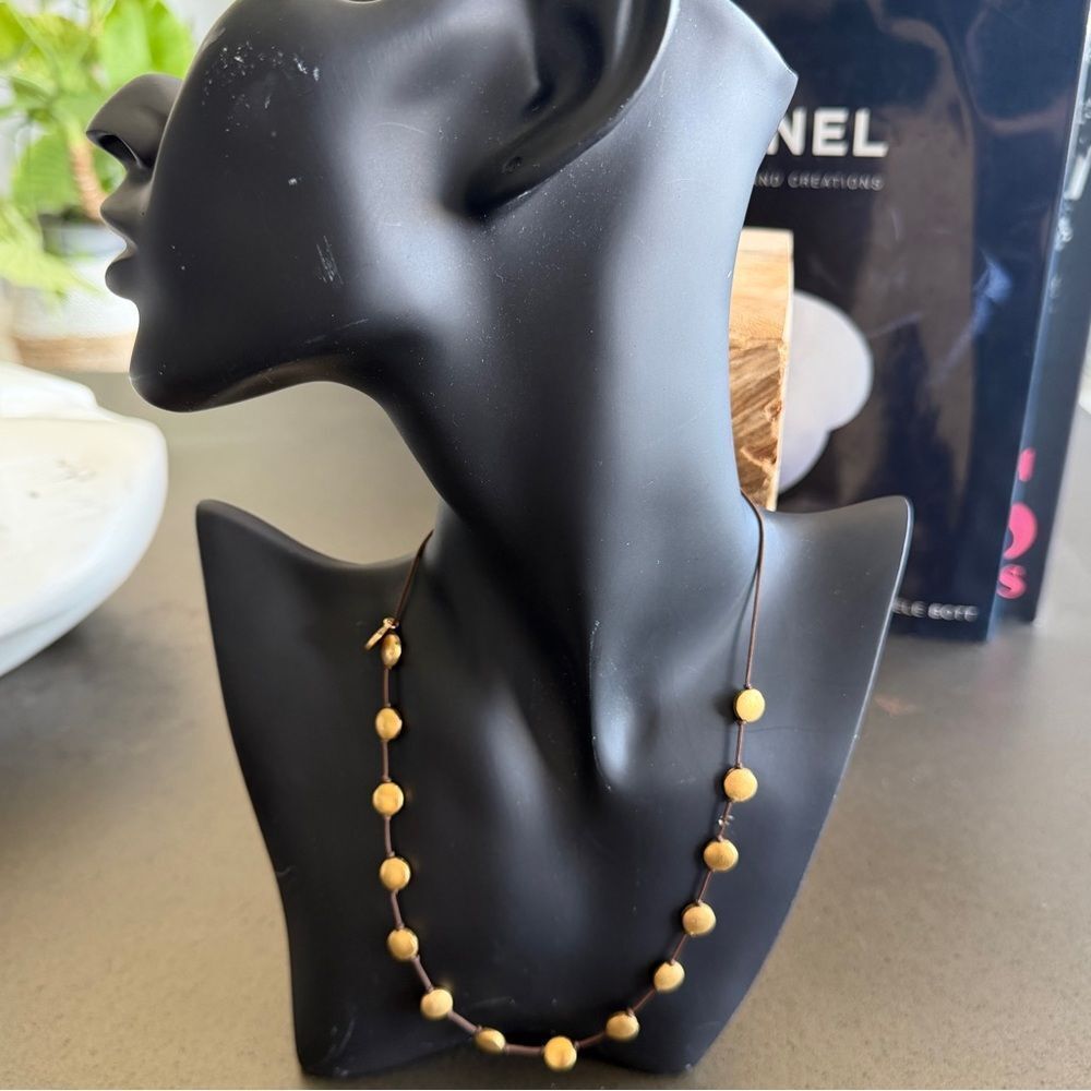 Blee Inara Bold Matte Gold Disc Adjustable Necklace